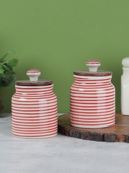 VarEesha - Parikrama Red Spiral Leak Proof Handmade Ceramic Jars