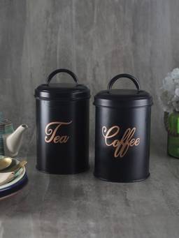 VarEesha - Black Matt Tea and Coffee Stainless Steel Jars
