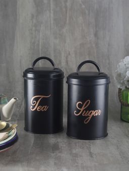 VarEesha - Black Matt Tea and Sugar Stainless Steel Jars