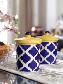 VarEesha - Moroccan Blue Ceramic 6 Inch Jars
