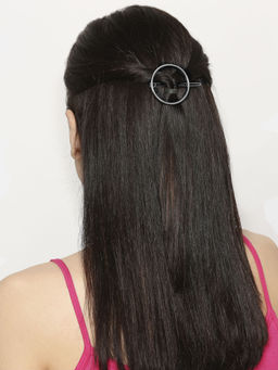 OOMPH - Silver Tone Delicate Round Shape Hair Clip