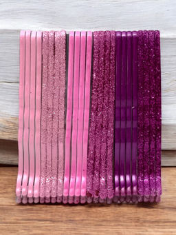 OOMPH - Women Pink and Purple Shimmer Metal Hair Clip - Pack of 24