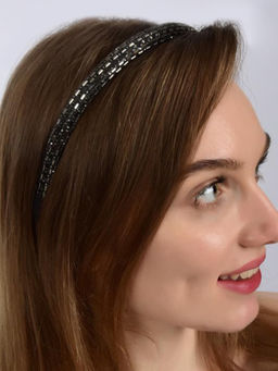 OOMPH - Women Black Crystal Thick Hair Band