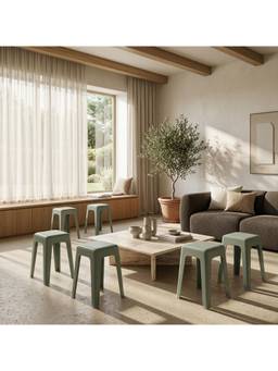 The Artment - Multi Purpose Green Livo Stools (Pack of 6)
