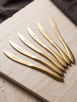 BlackCarrot - 304 Food Grade Stainless Steel Golden Table Knife (Pack of 6)