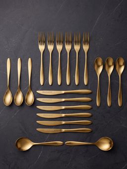 BlackCarrot - 304 Grade Stainless Steel Gold Finish Cutlery (Set of 20)