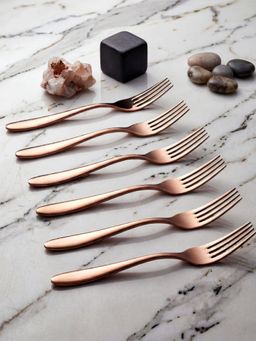 BlackCarrot - Rose Gold 304 Grade Stainless Steel Table Forks (Pack of 6)
