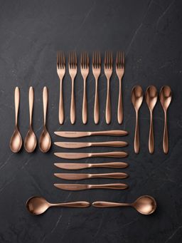 BlackCarrot - 304 Grade Stainless Steel Rose Gold Cutlery (Set of 20)