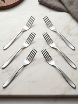 BlackCarrot - 304 Grade Stainless Steel Table Forks (Pack of 6)