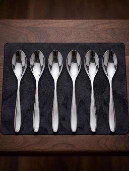 BlackCarrot - 304 Grade Stainless Steel Silver Mirror Spoons (Pack of 6)
