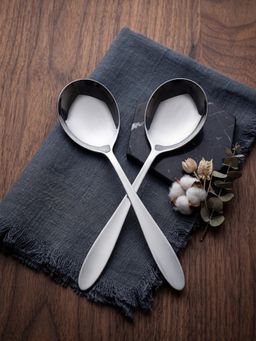 BlackCarrot - Silver Mirror Serving Spoons (Pack of 2)