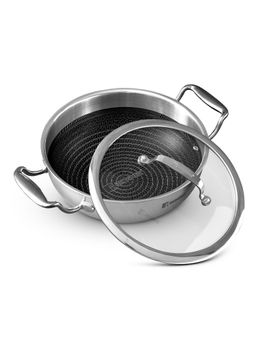Bergner - Honeycomb Non-Stick Coating Induction Bottom Hi-Tech Triply Kadai & Glass Lid - 4.5L