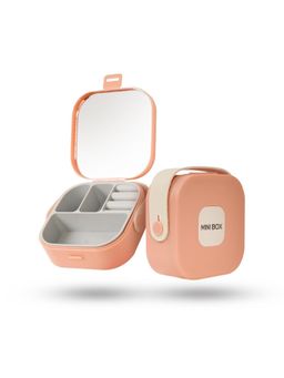 Awestuffs - Mini Box Portable Jewellery Storage Box with Mirror and Leather Handle