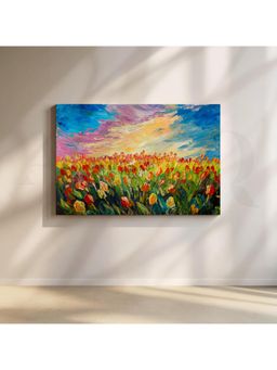 Anciq - Vibrant Tulip Field Canvas Painting Stunning Wall Painting - (24x36 Inch)