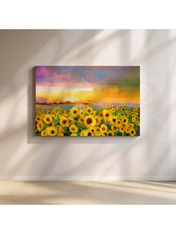Anciq - Golden Horizon Bloom Canvas Artwork For Living Room Wall Painting - (24x36 Inch)