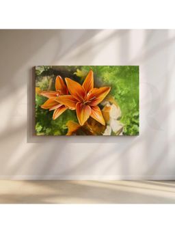 Anciq - Vibrant Orange Lily Bloom Canvas Wall Painting - (24x36 Inch)