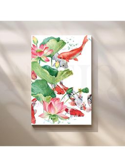 Anciq - Dance of Fish and Blooms in the Pond Canvas Wall Painting - (24x36 Inch)