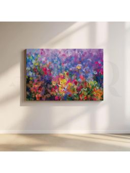 Anciq - Vibrant Floral Symphony Abstract Canvas Living Room Wall Painting - (24x36 Inch)