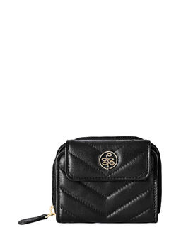 Eske - Black Quilted Nappa Medina Small Zip Around Quilted Wallet For Women