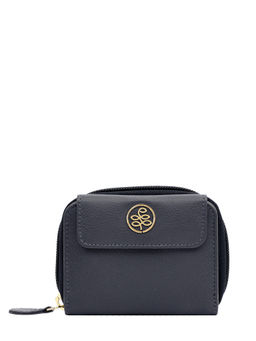 Eske - Navy Blue Color Solid Isa Two Fold Wallet For Women