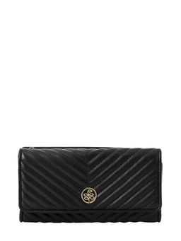 Eske - Black Color Patterned Three Fold Wallet For Women