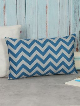 India Circus by Krsnaa Mehta - Cerulean Chevron Blended Velvet Cushion Cover