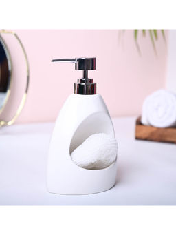 Voncasa - Ceramic White Color Kitchen Dispenser with Scrubber