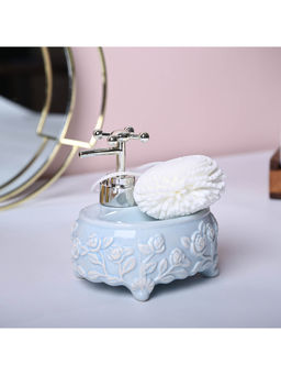 Voncasa - Ceramic Sky Blue Color Kitchen Dispenser with Scrubber