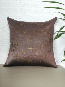 Zeba World - Eurosham Square Cushion Cover Chevron Print and Pintuk at Back - Polycanvas Grey 20x20 Inches