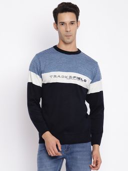 Cantabil - Round Neck Striped Blue Sweater