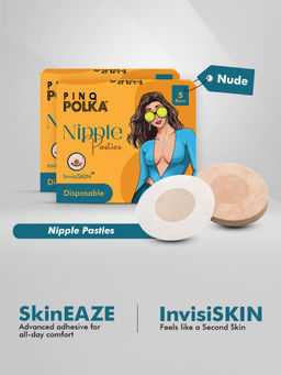Pinq Polka - Disposable Nipple Pasties – Ultra Thin Nipple Covers Cotton Feel Pasties Nude (20 Pcs)