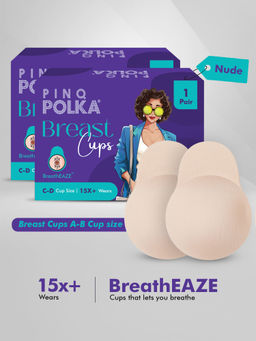Pinq Polka - Breast Cups Nude C-D Cup (2 Pairs) - Reusable Push Up Silicon Bra Boob Tape Skin Friendly