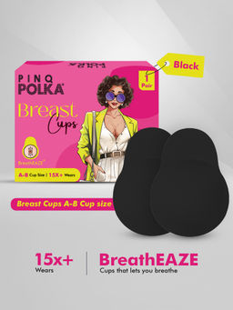 Pinq Polka - Breast Cups Black A-B Cup (1 Pair) Reusable Push Up Silicon Bra Boob Tape Skin Friendly