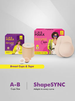 Pinq Polka - Breast Cups Nude A-B Cup (1 Pair) with Boob Tape & 10 Free Nipple Pasties Skin Friendly
