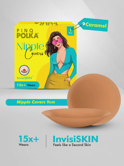 Pinq Polka - Reusable Nipple Covers Caramel (1 Pair) Adhesive Stick On Silicone Nipple Pasties 8CM