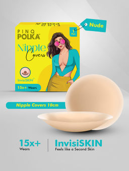 Pinq Polka - Reusable Nipple Covers Large Nude 10CM (1 Pair) Adhesive Stick On Silicone Nipple Pasties