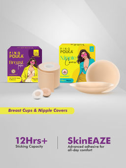Pinq Polka - Breast Lift Tape Nude 7.5CM (1 Pc) & Large Reusable Nipple Covers Pasties 10CM(1 Pair)