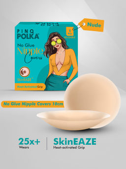 Pinq Polka - Skin Friendly Nude SkinEAZE Non-Adhesive Reusable Nipple Covers Pasties 10 cm