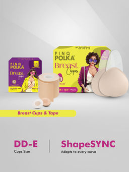 Pinq Polka - Breast Lift Cups Nude DD-E Cup 1 Boob Tape & Free Nipple Pasties