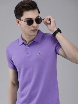 The Bear House - Men's Purple Overdyed Slim Fit Polo