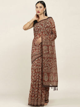 Soch - Embroidered Silk Blend Saree with Unstitched Blouse