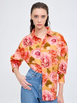 Cover Story - Orange Floral Print Shirt