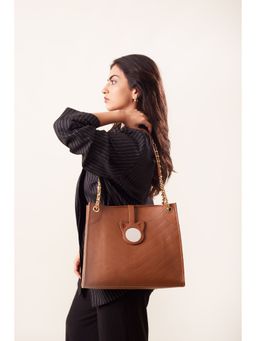 ODDCAT - Tan Vegan Magnet Tote Bag