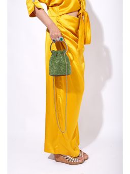 ODDCAT - Greta Green Genuine Leather Embellished Bucket Bag