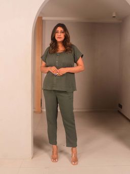 WHY SO BLUE - Green Noa Solid Co-Ord Set