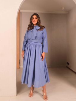 WHY SO BLUE - Blue Leni Solid Top and Skirt