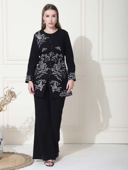 KELIN - Black Kyra Premium Crepe Embroidered Co-Ord Set