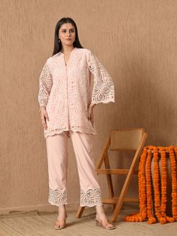 KELIN - Baby Pink Juna Loose Fit Schiffli Co-Ord Set