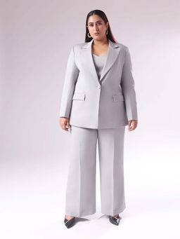 SHEEN COUTURE - Plus Size Grey Single Breasted Blazer and Pant