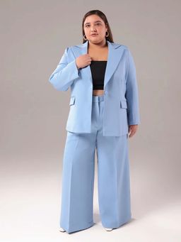 SHEEN COUTURE - Plus Size Sky Blue Regular Fit Blazer and Pant